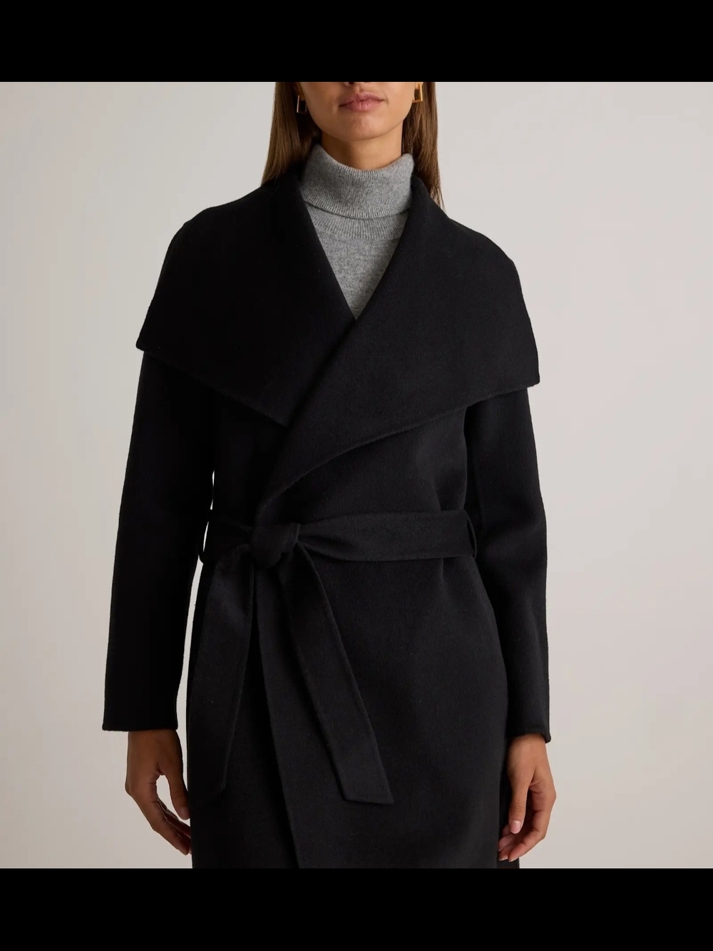 Quince Double-Faced 100% Merino Wool Draped Collar Wrap Coat S NWT Cos